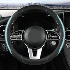 Car Steering Wheel Cover, Leather Steering Wheel Cover Blue Universal 14.5-15 Inch Microfiber Leather Anti-Slip Breathable Au