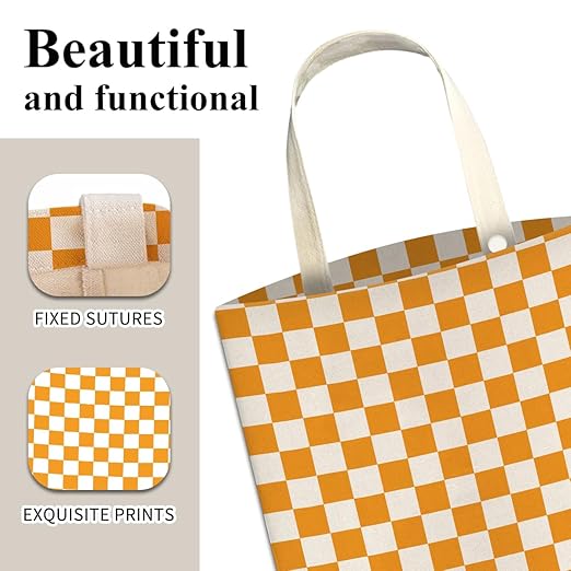 Car Trash Can, Cute Car Trash Bag, Hanging Car Organizer and Storage Bag, Trash Bin for Car Accessories, Vehicle, Travelling, Camping Cute Orange Checkerboard