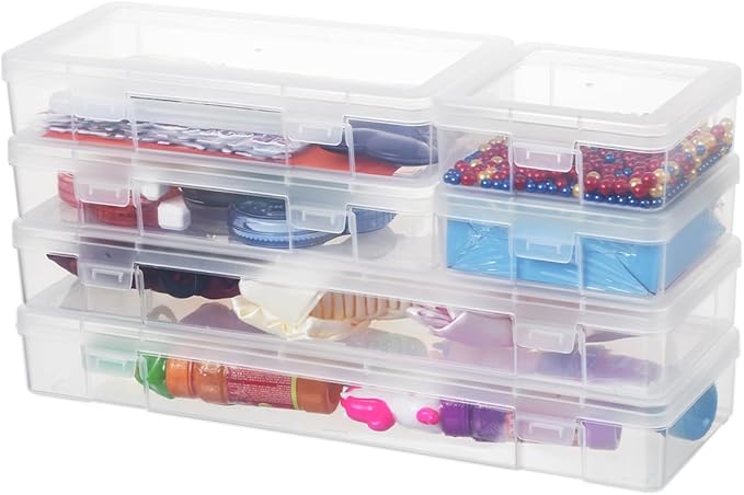 novelinks Plastic Clear Storage Containers for Organizing, Craft Storage Organizers and Stackable Storage Bins with Lids for 