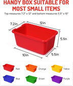 GAMENOTE 6 Quart Open Storage Bins – 6 Pack Rainbow Plastic Stackable Bins for Classroom & Kids Toy Organization with Removab