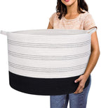R RUNKA XXXLarge Cotton Rope Basket 22" X 22"X 14" Blanket Basket for Living Room Woven Basket Soft Baby Laundry Blanket Bask