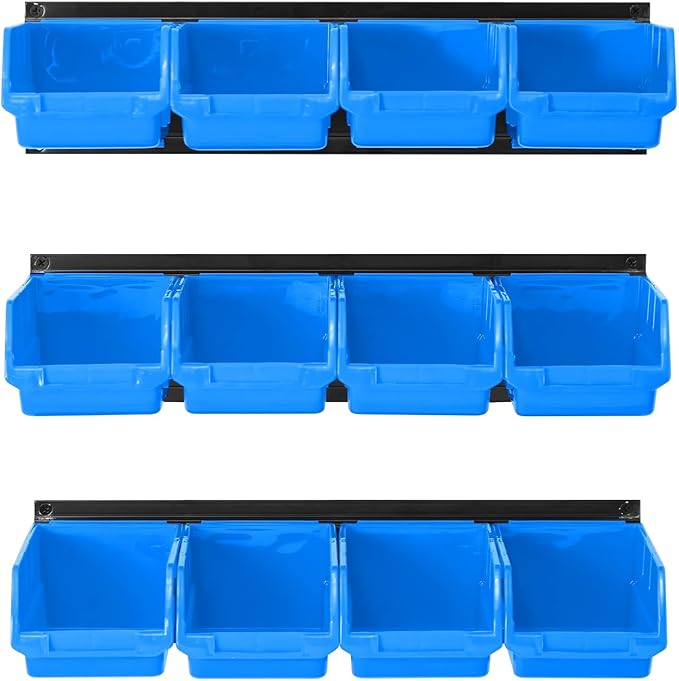 Ultrawall Wall Mounted Storage Bins, Plastic Hanging Storage Organizer Bins, Garage Tool Storage System for Screws, Nuts, Bol