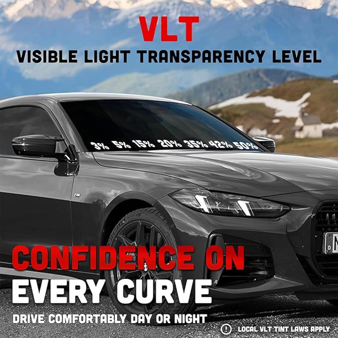 United Professional 1Ply Window Tint Film - 36" x100', 3% VLT Upgraded Dyed PET Film, 1 mil Thickness, 99% UV Block, Deep Shade Privacy Window Tint for Car, Truck, SUV, Home – Heat & Glare Control