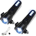 Emergency Car Flashlight - 2000 Lumen Dual Light 4-Level Battery Indicator Window Breaker & Seatbelt Cutter USB Rechargeable 