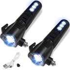 Emergency Car Flashlight - 2000 Lumen Dual Light 4-Level Battery Indicator Window Breaker & Seatbelt Cutter USB Rechargeable 