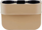 Car Seat Organizer Cup Drink Holders,Multifunctional Gap Filler Storage Box,Insert Organization Helps Reduce Distracted Driving&Holds Phone Mount Mug Bottle Cellphone Coaster Wallet Card (XBD-Beige)