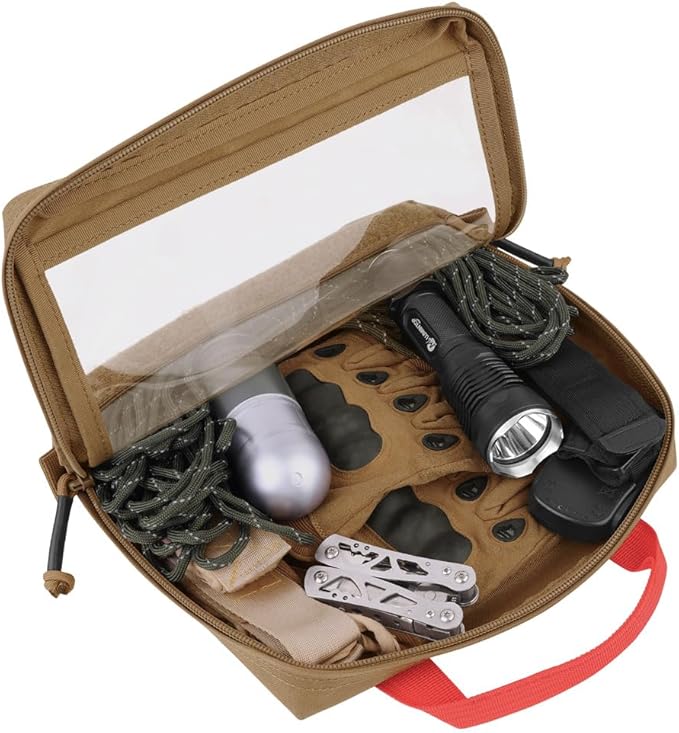 KRYDEX Clear Top Insert Bag with Hook Panel Tactical Packing Cube Travel Organizer Bag (Large-CB)