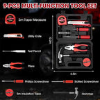 Roadside car Emergency kit, 12PCS Emergency Car Kits for Vehicles with Jumper Cables, Portable Air Compressor, Tow Strap, Sur