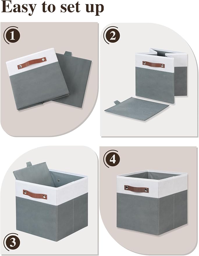 Temary 11x11 Storage Cubes Fabric Cube Storage Bins with Handles Clothes Storage Boxes Baskets for Organizing Home, Shelf, Cl