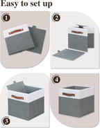 Temary 11x11 Storage Cubes Fabric Cube Storage Bins with Handles Clothes Storage Boxes Baskets for Organizing Home, Shelf, Cl