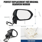 Passenger Side Mirror Assembly Compatible with Toyota Corolla 2020-2025 Non-heated Power Adjustable Glass Replace 8791012F60, TO1321391, 8791002916, 8791002928 Black (3Pin Right)