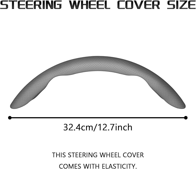 2-Piece Steering Wheel Cover, Carbon Fiber Segmented Steering Wheel Protector, Universal and Anti-Slip Durable Car Leather Pr