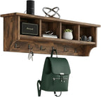 Alaterre Furniture Pomona Entryway Organizer – Rustic Farmhouse 48-Inch Wall-Mounted Coat Rack with 6 Double Hooks & 4 Open C