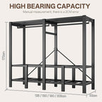 Heavy Duty Clothing Rack with Oxford Fabric Cover, Portable Closet Wardrobe with Hanging Rods, Freestanding Wardrobe, Metal C