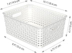 WYT 12-Pack Plastic Small Shelf Storage Weave Baskets for Organizing, White