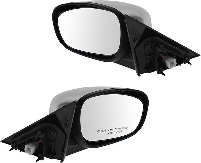 TRQ 2 Piece Driver and Passenger Side Mirror Assembly Set Electric Adjustment Heated No Memory Chrome Compatible with 2006-20