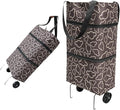 Reusable Grocery Bags with Waterproof Coating and Folding Wheels - Foldable Tote Bags for Shopping, Multi-Purpose Storage for Groceries（Black