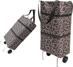 Reusable Grocery Bags with Waterproof Coating and Folding Wheels - Foldable Tote Bags for Shopping, Multi-Purpose Storage for Groceries（Black
