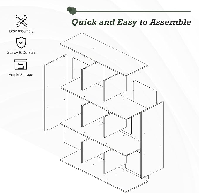 9 Cube Storage Organizer, Reversible Bookcase Shelf, Open Cube Bookshelf, Large Modern Storage for Living Room, Bedroom & Off