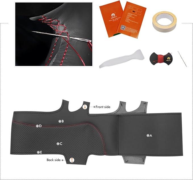 MEWANT DIY Stitching Steering Wheel Cover Wrap for Tesla Model 3 Highland 2023-2025/Model Y 2025 Highland for Tesla Model 3/Model Y Accessories(3D Style)