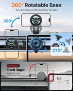 HTU 2026 Upgraded Car Phone Holder for Magsafe Magnetic Car Phone Mount [360° Adjustable 99LBS Ultra Suction] Cell Phone Holders for Tesla Cars/Gym/Mirror Mount for iPhone & Android (Black)