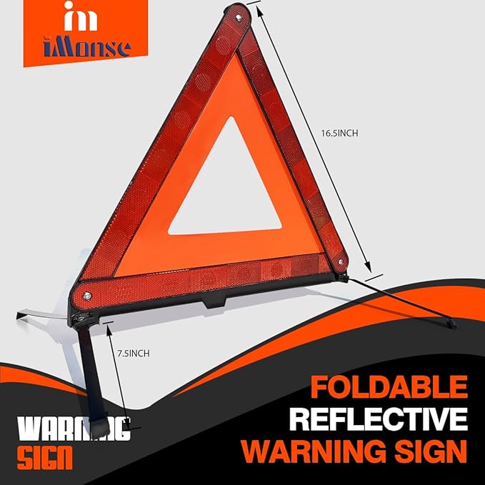 Warning Safety Triangle Kit, Emergency Roadside Warning Reflective Triangle, Foldable with Storage Case for Roadside Breakdow