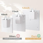 FZK Peg Board, 4 Pack Plastic Pegboard, Pegboard Wall Organizer, White ABS Pegboard, No Drilling Required, 12 * 12inch, Suita