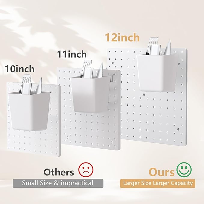 FZK Peg Board, 4 Pack Plastic Pegboard, Pegboard Wall Organizer, White ABS Pegboard, No Drilling Required, 12 * 12inch, Suita