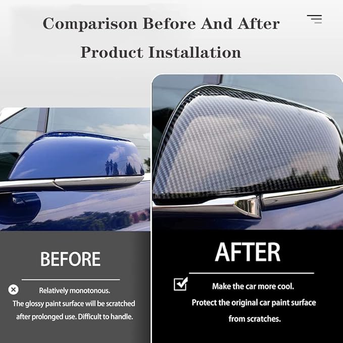 Side Mirror Cover for Tesla Car Exterior Accessories ABS Plastic Outside Cap (Pack of 2)(Model X 2017-2020 Imitation Carbon Fiber)