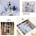 OJYUDD 12PCS DIY Plastic Grid Drawer Dividers,White Adjustable Sock Underwear Dresser Drawer Organizers Divider for Stationar