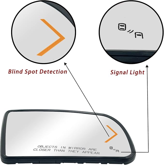 Driver Side Heated Turn Signal Blind Spot Detection Mirror Glass Replacement For 2008-2017 Toyota Sequoia 2007-2020 Toyota Tundra - Side Mirror With Rear Holder