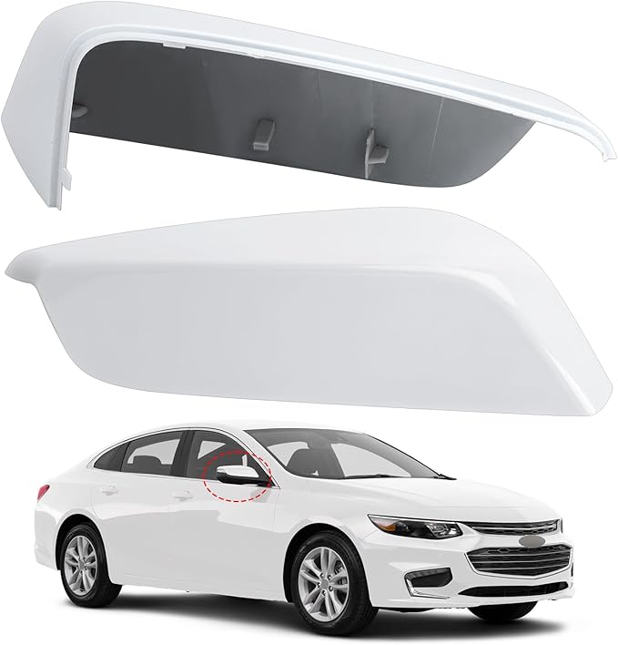Passenger Side Mirror Cover Replacement for Chevrolet Chevy Malibu 2016 2017 2018 2019 2020 2021 2022 2023 2024 2025 - Right Side Mirror Covers, Rear View Mirrors Cap Accessories White
