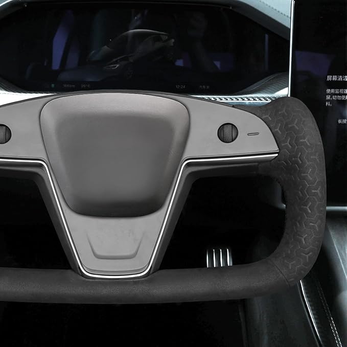 MEWANT Hand Stitched Tesla Model S Yoke Steering Wheel Cover Wrap for Tesla Model S 2021-2023 / Model X 2021-2023 Tesla Yoke Steering Wheel Accessories