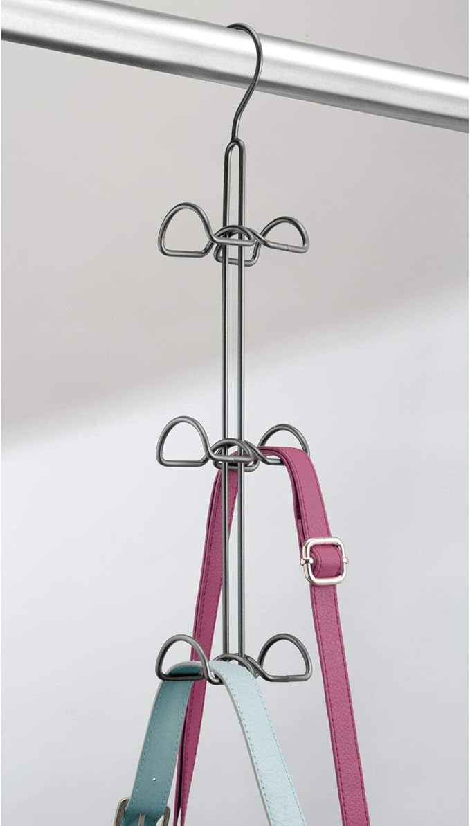 mDesign Metal Wire Over The Closet Rod Hanging Storage Organizer Hanger for Storing and Organizing Purses, Backpacks, Satchel