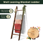 Decorative Wooden Blanket Ladder for the Living Room and Bedroom, 5ft 8 inch, Pine Wood Quilt Ladder, 6-Tier Wall Leaning Bla