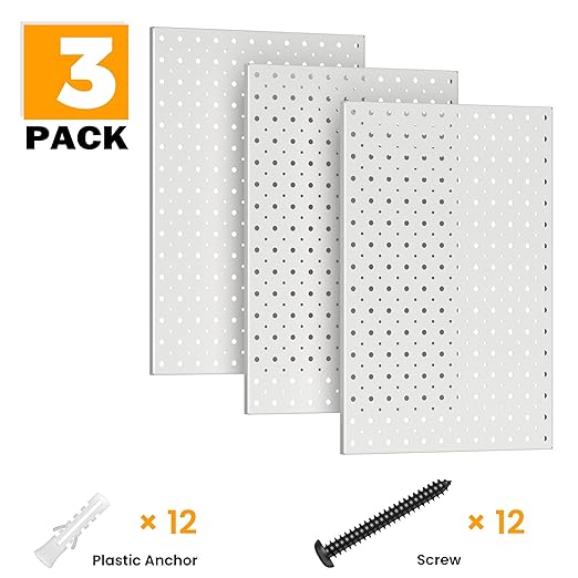 Pegboard Smith Metal Pegboard Panels, 16" x 12" Heavy-Duty Steel Wall Peg Boards for Garage Tool Storage, Pegboard Organizer 