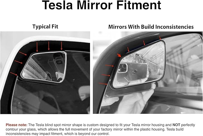 Blind Spot Mirrors- Compatible with Tesla Model S Extended View - 2 Piece Set (Left & Right)