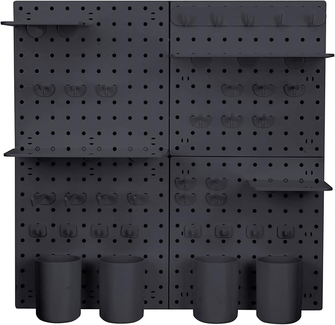 Jetec Pegboard Wall Organizer Kits with 4 Pack Peg Board Organizer Accessories Storage Shelve Hooks Pegboard Combination Kits