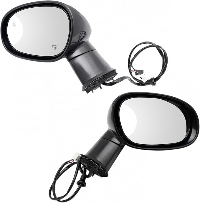 TRQ Driver and Passenger Side Mirror Assembly Set Power Heated Blind Spot Paint to Match Foldaway Compatible with 2015-2019 D