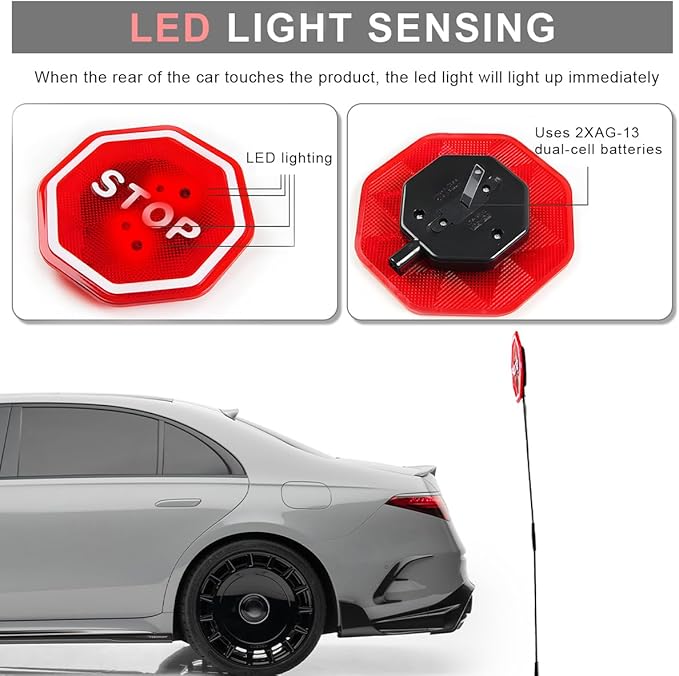 Parking Garage Flashing Stop Sign, Garage Parking Assistant LED Flashing Warning Stop Sign, Adjustable Height Parking Sensor Car Stop Target Indicator, Parking Assist Indicator