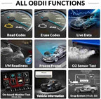 OBD2 Scanner Diagnostic Tool, Check Engine Code Reader OBD2 Scanner with Reset, Mode 6, Mode 8 & I/M Readiness, Auto Check