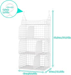 HapiRm Hanging Closet Organizer Storage - 3 Tier Metal Stackable Hanging Closet Shelves with Dividers and S Hooks, Foldable C