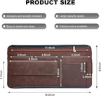 Car Sun Visor Organizer, Leather Sun Visor Pocket Organizer Case with Multi-Pocket Net Zipper, Suede Note Holder Car Visor Storage Pouch for Card Pen Sunglasses Document (Brown)