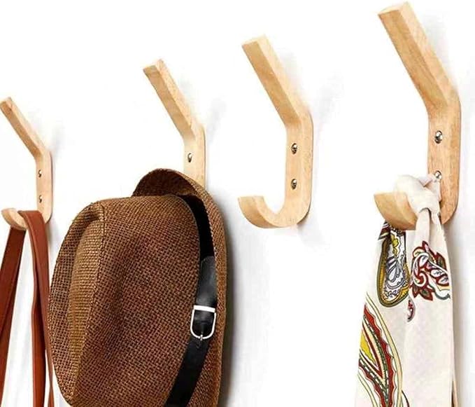 Wooden Coat Hooks Wall Hooks,Natural Oak Wood Hooks Decorative Vintage Wood Wall Hooks Organizer Heavy Duty Wall Mounted Hook