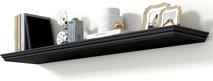 Axeman 48 Inch Floating Shelves for Wall, 9.3" Deep Crown Molding Wood Display Shelf with Heavy Duty Invisible Brackets for L