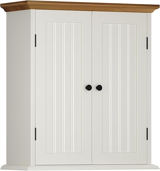 ChooChoo Bathroom Wall Cabinet, Over The Toilet Space Saver Storage Cabinet, Medicine Cabinet with 2 Door and Adjustable Shel