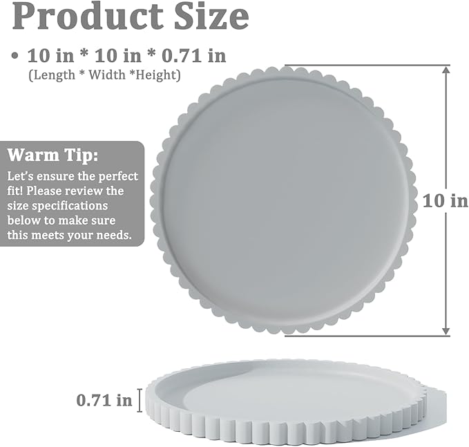 HighHerz Silicone Bathroom Countertop and Vanity Tray-10 Inch Round Silicone Bathroom Tray, Modern Bathroom Decor, Coffee Tab