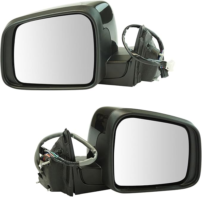 TRQ 2 Piece Driver and Passenger Side Mirror Assembly Set Electric Adjustment Heated Memory Black Compatible with 2014-2021 J