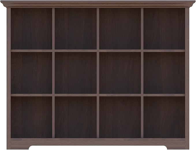 OSCHF Cube Shelf Bookcase with Base - Wooden 3 Tiers Floor Standing Low Storage Cabinet for Home and Office, 12-Cube Lattice 