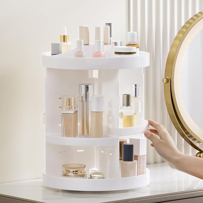 HBlife Extra Large 360 Rotating Makeup Organizer Adjustable Carousel Large Capacity Revolving Perfume Organizer Skincare Orga